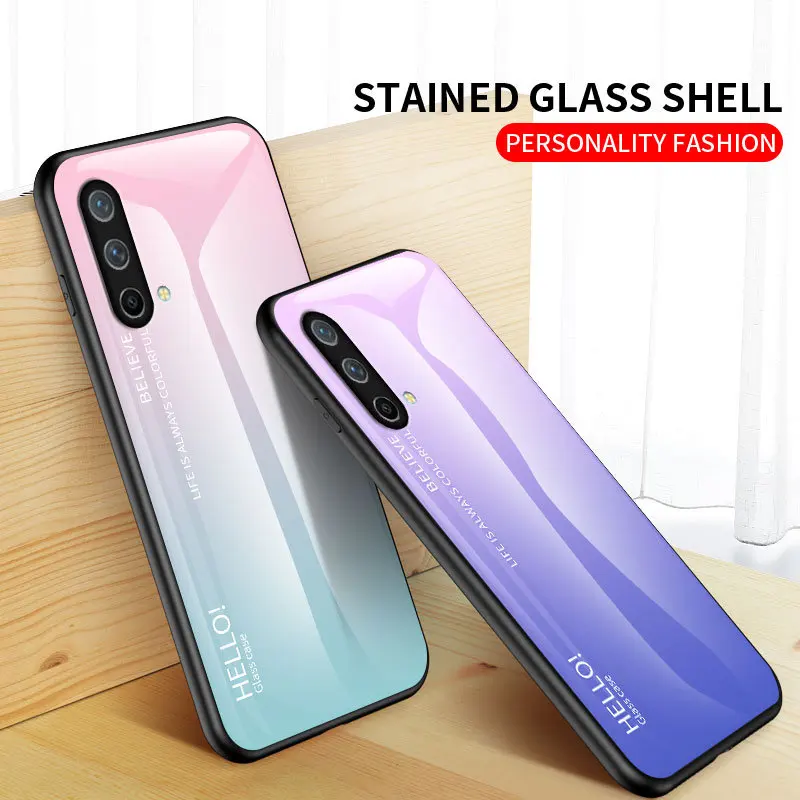 OnePlus Nord Core Edition CE 5G EB2101 EB2103 Case Gradient Tempered Glass Back Cover Soft Silicone Bumper for Oneplus Nord CE