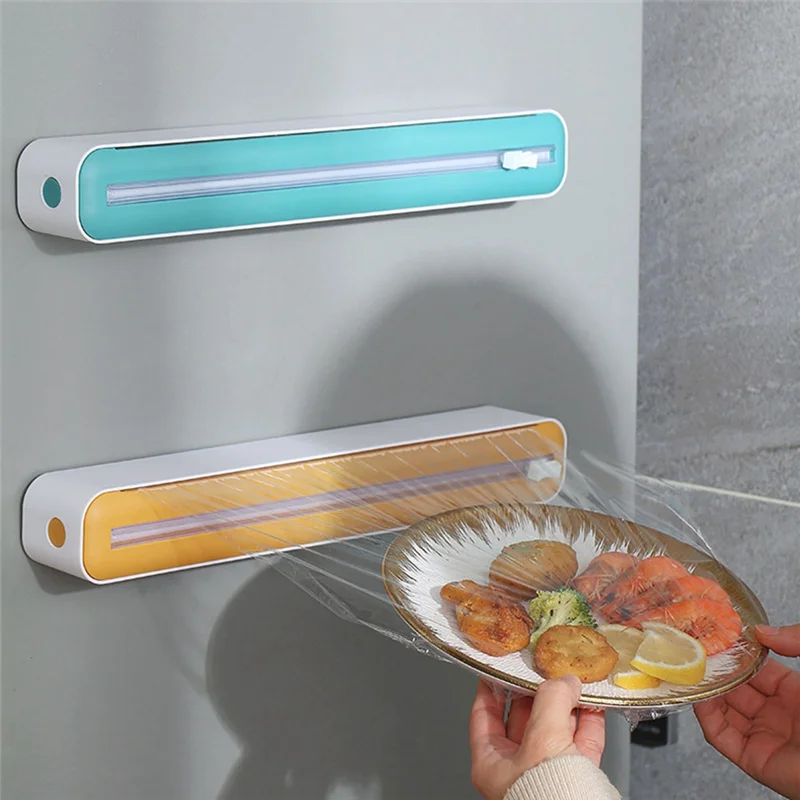 A34R Magnetischer, nachfüllbarer Kunststoffwickelspender mit Schneider, Zinn-Aluminiumfolien-Spenderschneider, Filmwickel-Spender-Werkzeug, langlebig