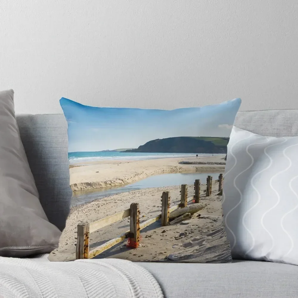 

Pentewan Beach Cornwall Throw Pillow bed pillows pillows decor home New year pillow