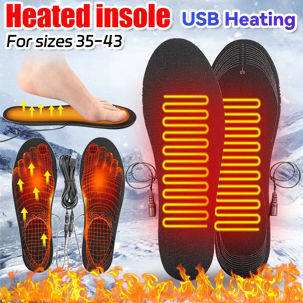 USB Heated Shoe Insoles Electric Foot Warming Pad Feet Warmer Sock Pad Mat Winter Outdoor Sports Heating Insole Winter Warm