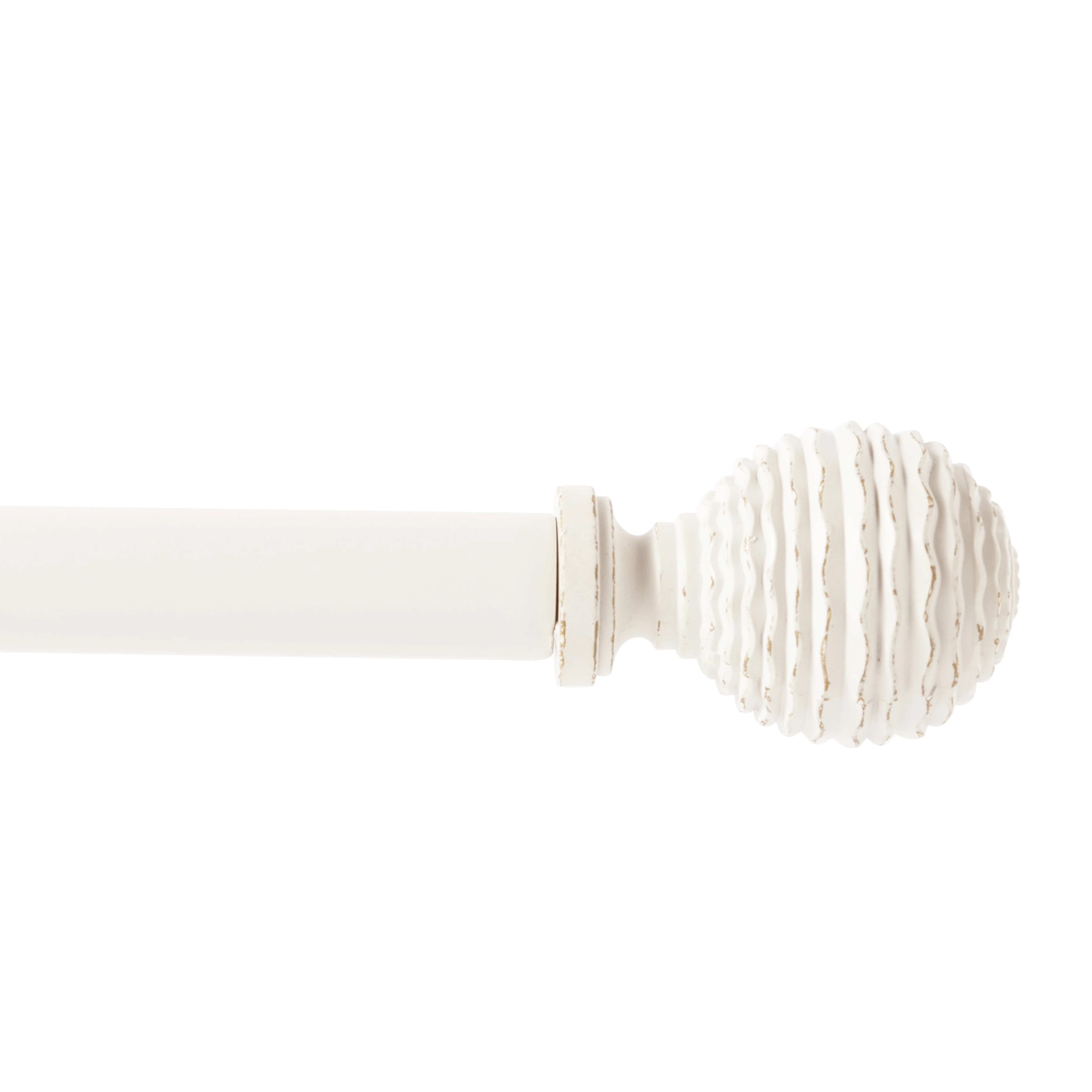 

ETeckram Adjustable Single Curtain Rod with Boule Finials & Bracket Compatible for Single Panels - 5/8" Metal Window Rod, Expandable Length (28"-120"), Finials & Hardware Included, Fits Modern, Traditional Decor (Pewter, Golden, Weathered White