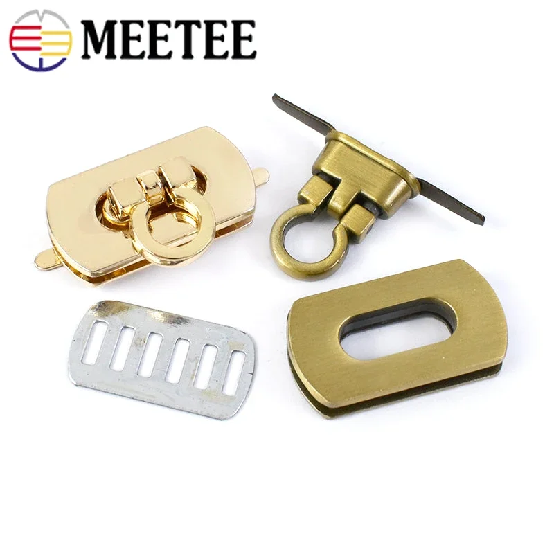 2/5/10Pcs Metal Twist Turn Lock Buckles 30x17/25x13mm Detachable HandBag Clasp Purse Belt Leather Craft DIY Hardware Accessories