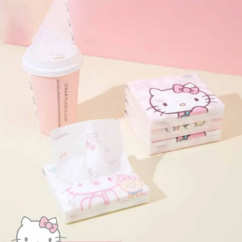 24pcs Sanrios Anime Cartoon HelloKittys Pochacco Kawaii Cute Printing Portable Mini Pocket Tissues Handkerchief Napkin Paper