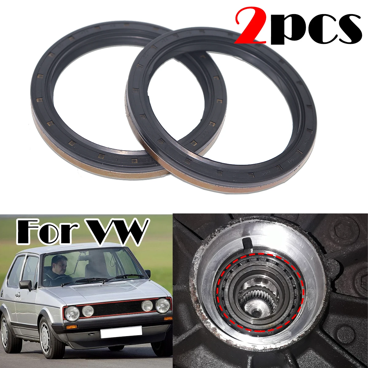 

2PC Gearbox Drive Shaft Gasket Oil Seal Driveshaft O-Ring For VW Golf MK4 MK5 MK6 MK7 Jetta 04-2017 Large Flange Manual Sealing