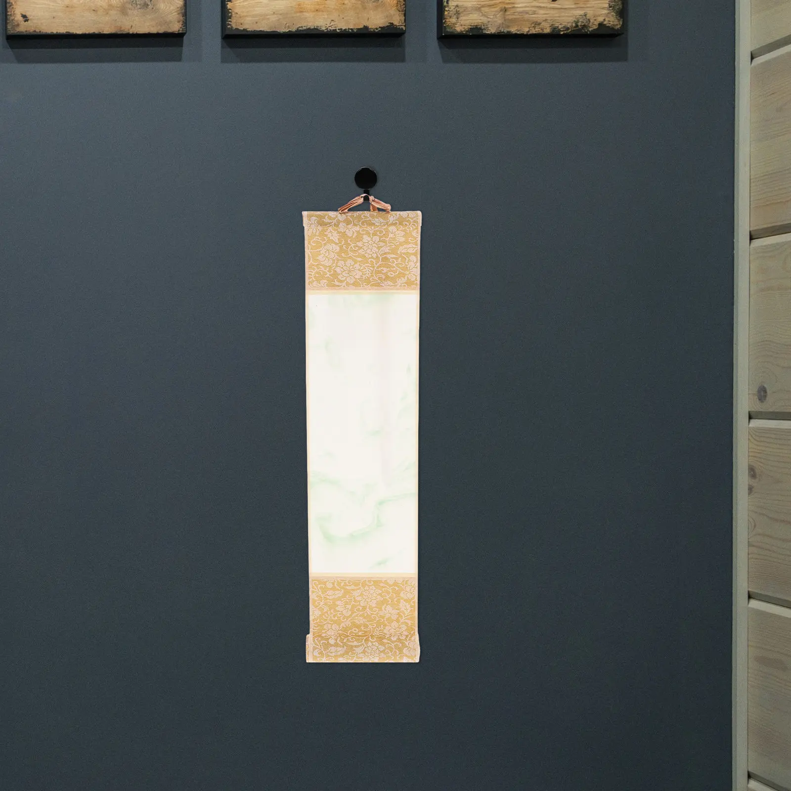 Vintage Batik Blank Hanging Scroll Semiraw Semicooked for Chinese Calligraphy Painting Gilded Vertical Elegant Wall Scrolls