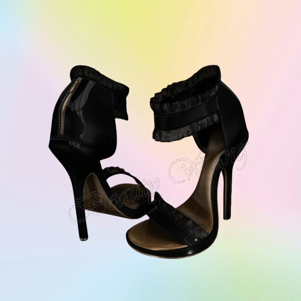 Black Back Zipper Sandals Cover Heel Sexy Shoes Open Toe Strange Heel High Heel Shoes for Women Shoes 2024 Zapatos Para Mujere