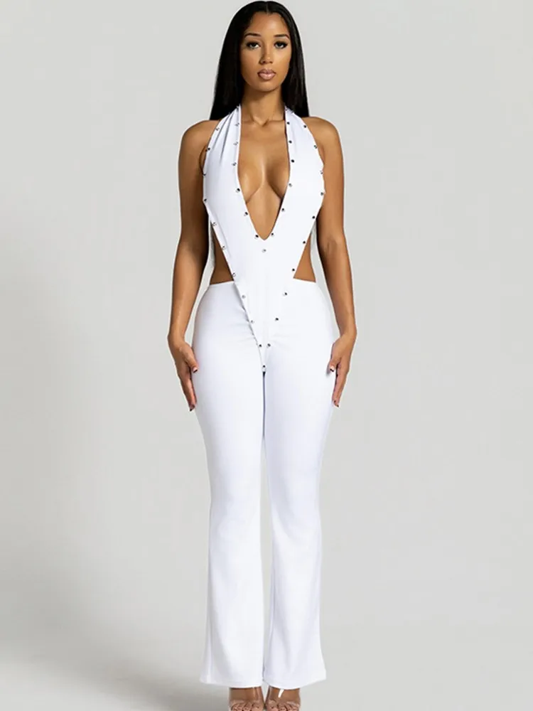 جمبسوت نسائي سادة لربيع وصيف بدون أكمام ورقبة على شكل حرف v بدون ظهر جمبسوت موضة ملابس الشارع الشهير سروال بنطلون 2026