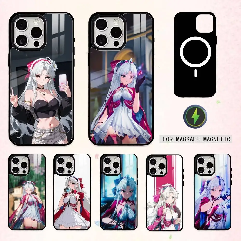 

Чехол W-Wuthering Waves C-Carlotta для iPhone 17, 16, 15, 14, 13, 12, 11 Plus, Pro Max, магнитный, для беспроводной зарядки Magsafe