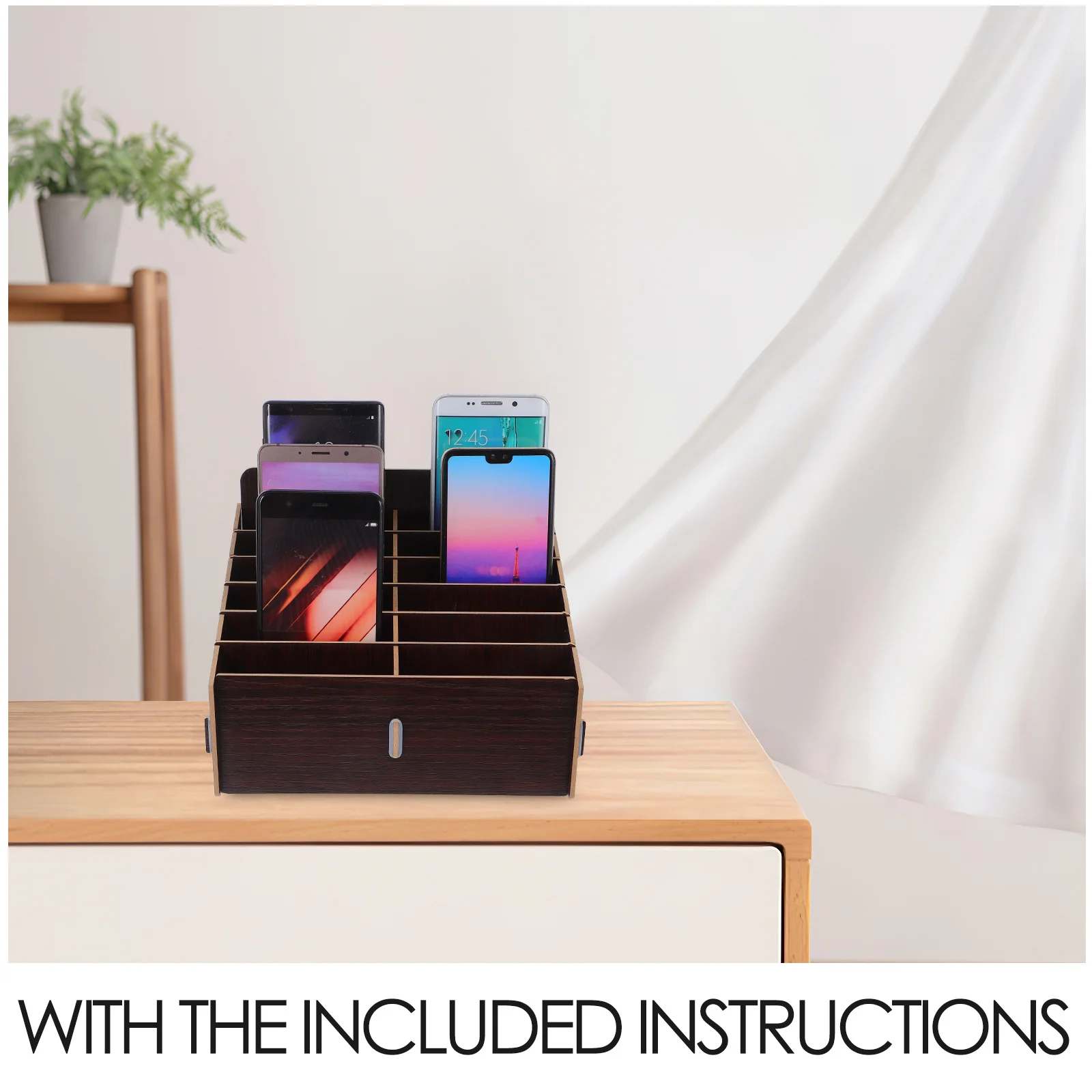 Multifunctionele desktop houten houder opbergdoos 12-compartimenten houten celorganizer voor kantoor school thuis houdt telefoons pennen