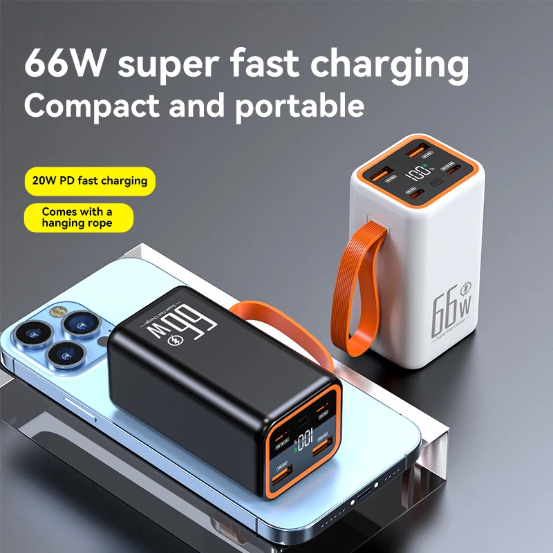 Xiaomi 50000mAh Portable Power Bank 66W Fast Charger 100% Sufficient Battery Dual USB Type-C With Lanyard for iPhone Samsung New