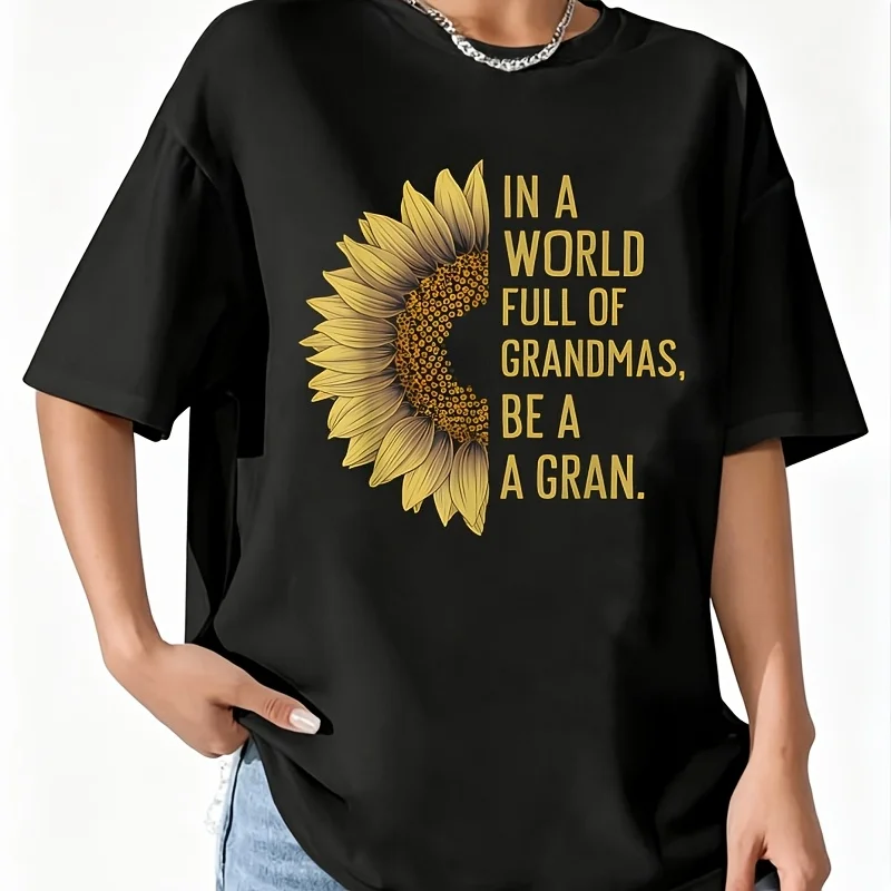 Sunflower Gardening Women's 100% Cotton T-Shirt Fun Print Short Sleeve Top Casual Round Neck Tee S-5Xl