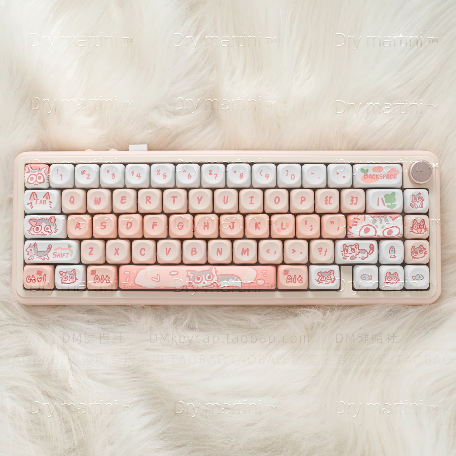 Imagem -03 - Keycap Teclado Mecânico Boné de Bola Bonito Gato Rosa Doces Redondos Pbt Sublimação Térmica Miau Rosa 137 Chaves