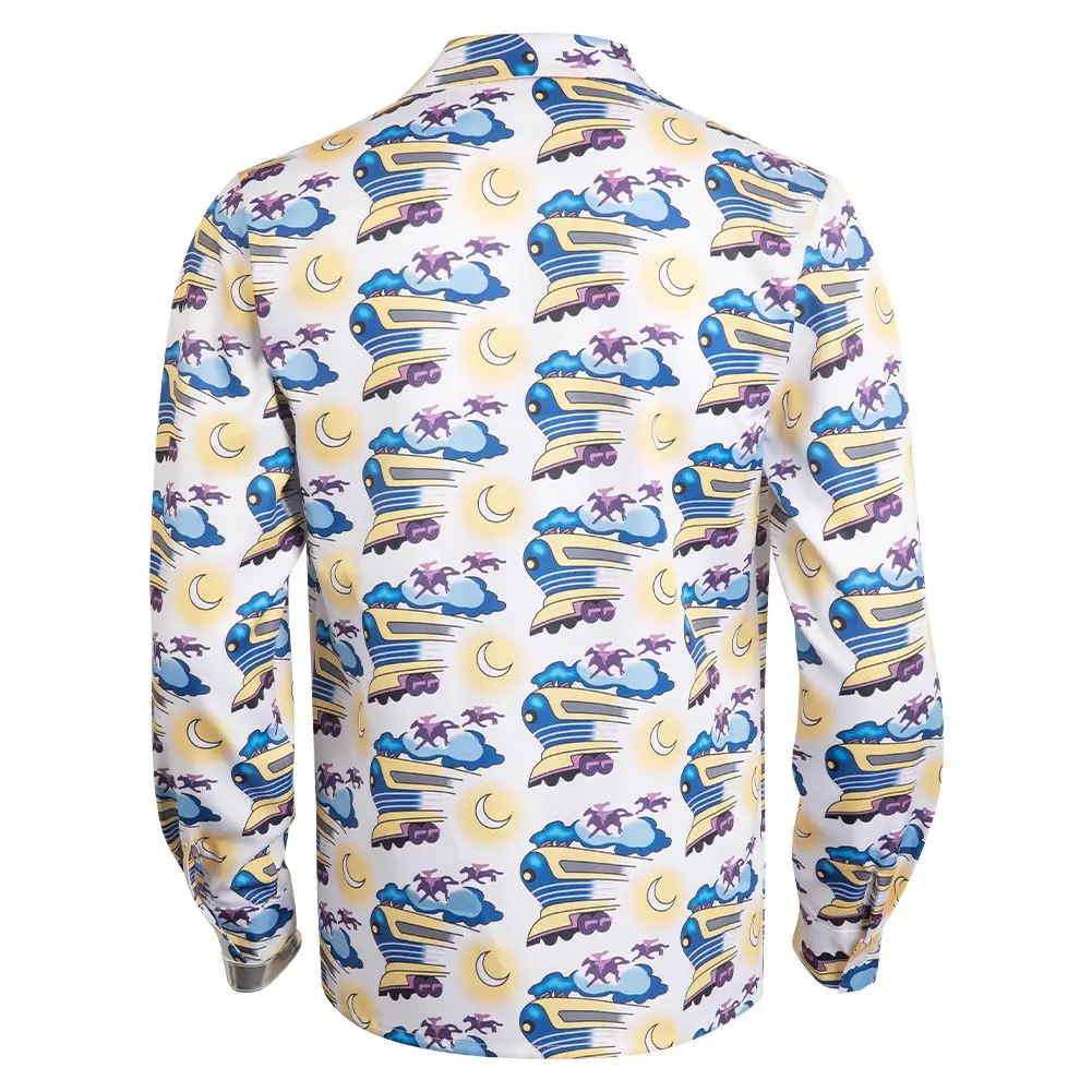 Fantasy Doc Brown Cosplay Fantasia Print Shirt 1985 Film Back Future Doctor Kostüm Erwachsene Männer Halloween Karneval Party Tuch