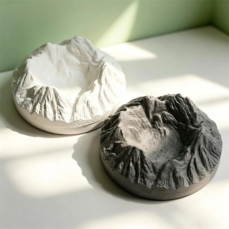 Snow Mountain Shape Candle Cup Silicone Molds DIY Cement Clay Flowerpot Plaster Storage Tray Home Decoration Mold