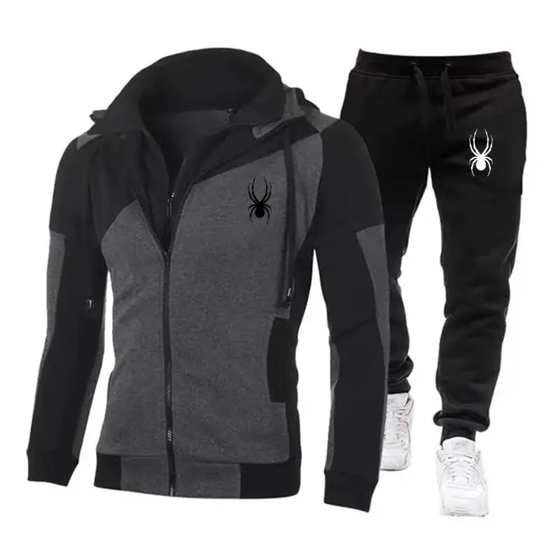 2024 New fashion Men\'s Autumn Winter Sets Zipper Hoodie+Pants Pieces Casual Tracksuit Male Sportswear Brand Clothing Sweat Suit