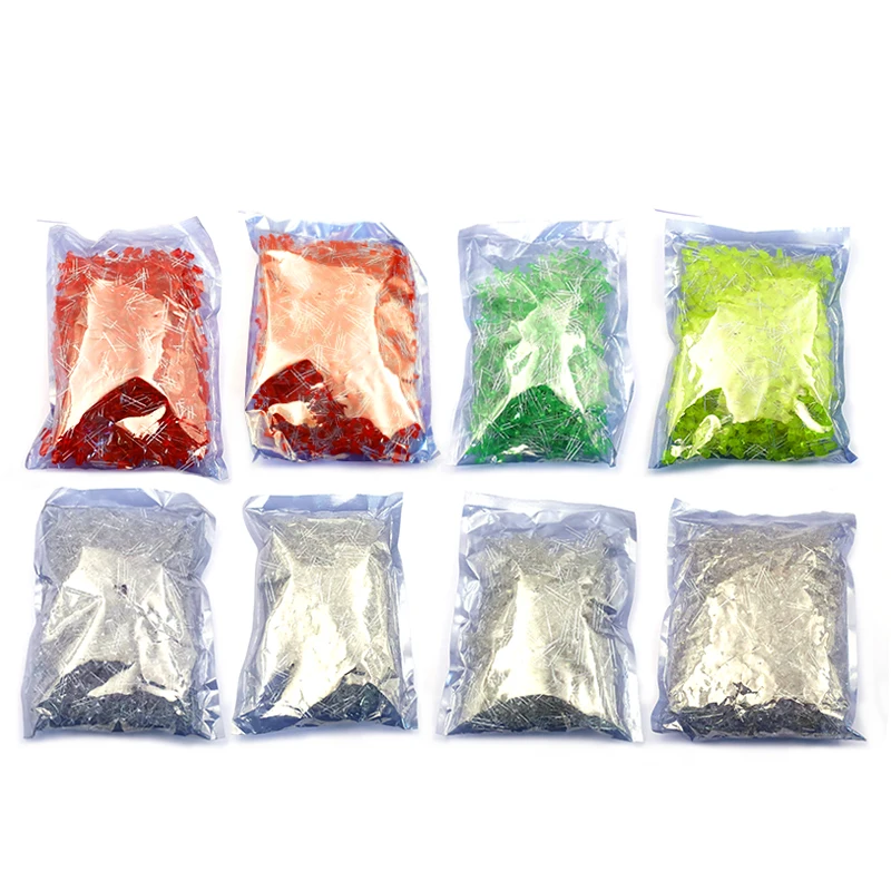 1000pcs/Wholesale F5 5MM F3 3MM Round LED Transparent Ultra Bright Green/Yellow/Blue/White/Red Light Emitting Diode