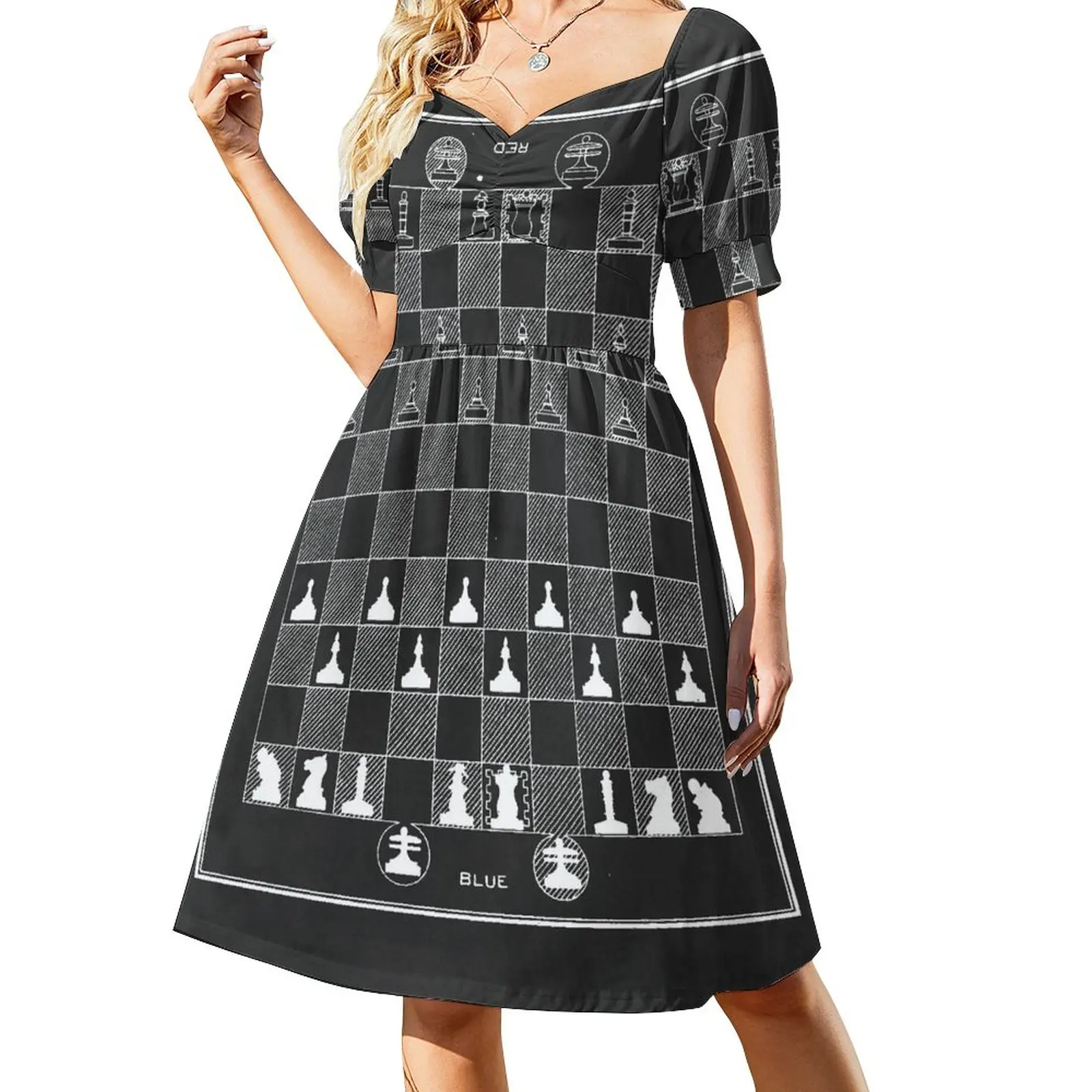 

Chess Game Vintage Patent 1912 Short-Sleeved Dress dress women summer 2025 summer woman dress 2025 bandage