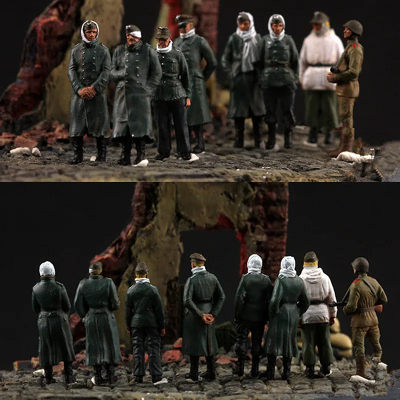 1:72 Scale Model 8 Pcs Realistic Action Figure Soviet Soldiers East line Doll Toys DIY Scene Accessory Collection Display Gifts