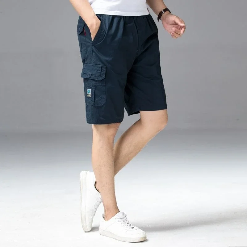 Sólido com bolsos masculino calças curtas baggy draw string cintura elástica larga solta shorts de carga masculino roupas luxo streetwear y2k