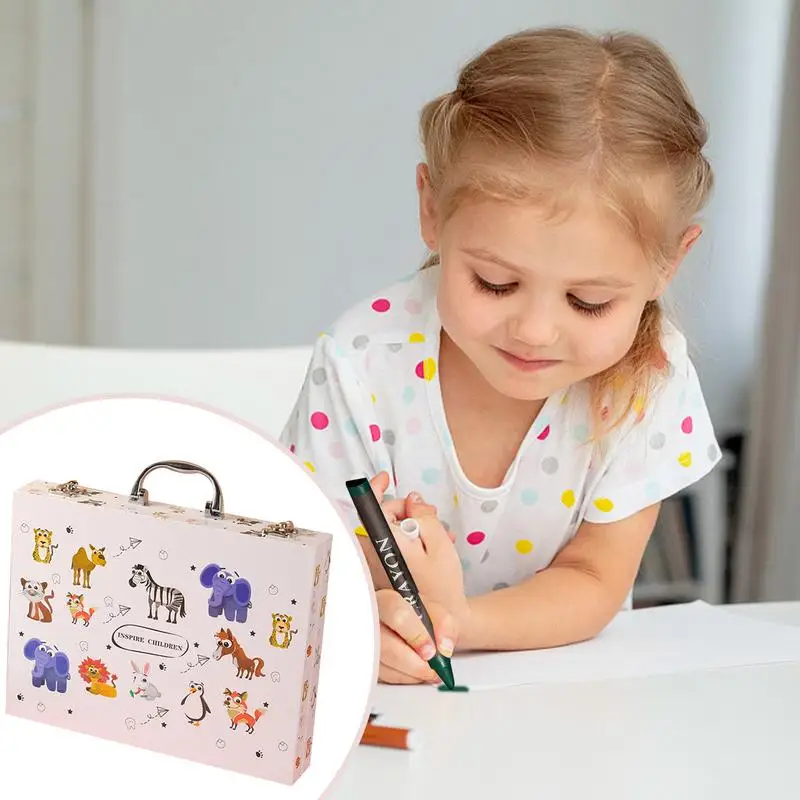 Kids Drawing Kit Professional DIY Drawing Pencils Coloring Set Case Portable Montessori Children Painting Sets Educational Toys