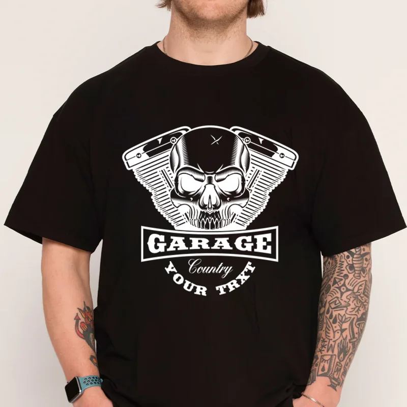 

Motorcycle Skull T-shirt New Fashion Cotton Men Short Sleeve Printing O-Neck Casual Mens T Shirt Top