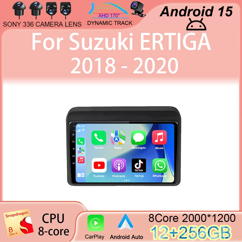 

Carplay Auto Android 15 For Suzuki ERTIGA 2018 2019 2020 Multimedia Navigation Car Radio Player Video WIFi+4G Stereo 360 Camera