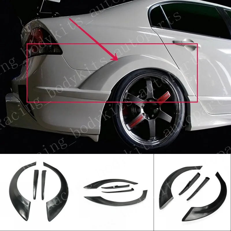 

Car BodyKits For Honda Civic FD2 Rear Wider Fender Flares Panel Bodykits 4Pcs FRP Unpainted