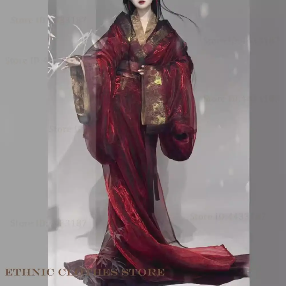 Warring States Robe Chinese Hanfu Suit Dress Women Carnival Cosplay Costume Outfit Fairy Style Big Sleeve Trailing Ancient Dress