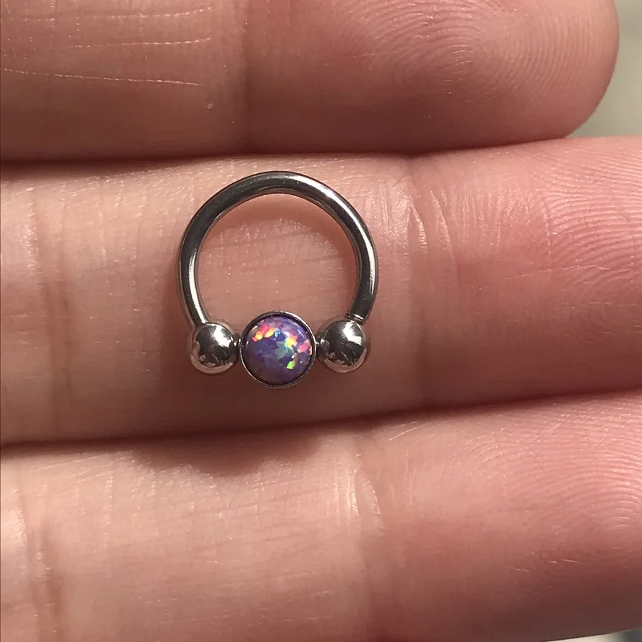 1Pc Opal Ear Septum Piercing Captive Bead Ring 16G Nose Ring BCR Piercings CBR Helix Tragus Labret Rings Piercings Body Jewelry