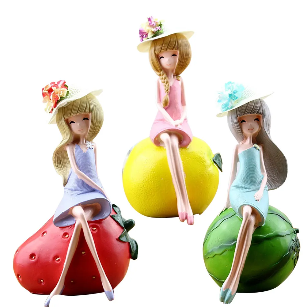 

3Pcs Fruit Girl Coin Banks Adorable Resin Piggy Banks Tabletop Decoration Kids Money Saving Gift Birthday Present