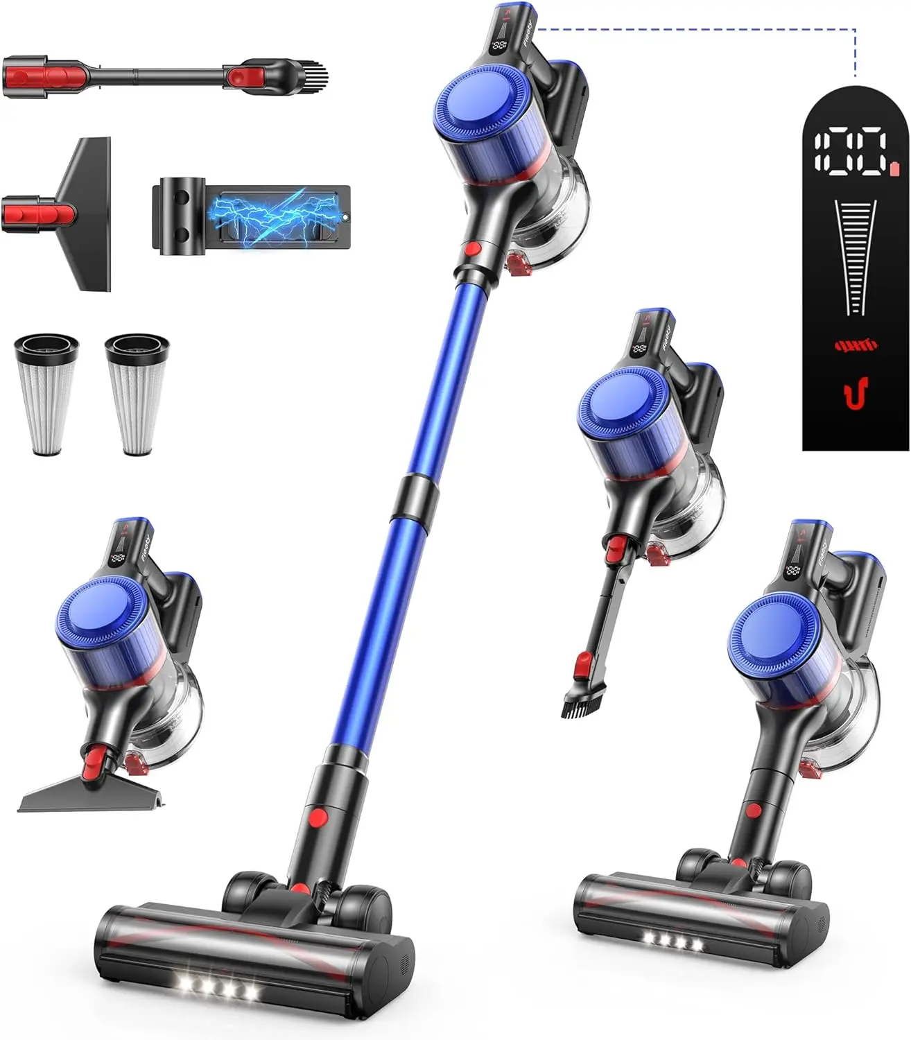 

Vacuum Cleaner 40Kpa, 450W Stick Vacuum Cleaner, Up to 55 Mins Runtime, Self-standing Vacuum Cleaner with Wall Mount Charging