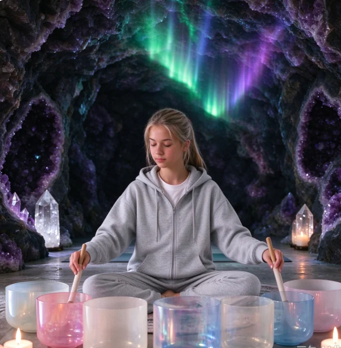 STAR LINKUP Large Gradient Aurora Alchemy Crystal Singing Bowl, Thickened Premium Chakra Bowl for Meditation & Sound Healing