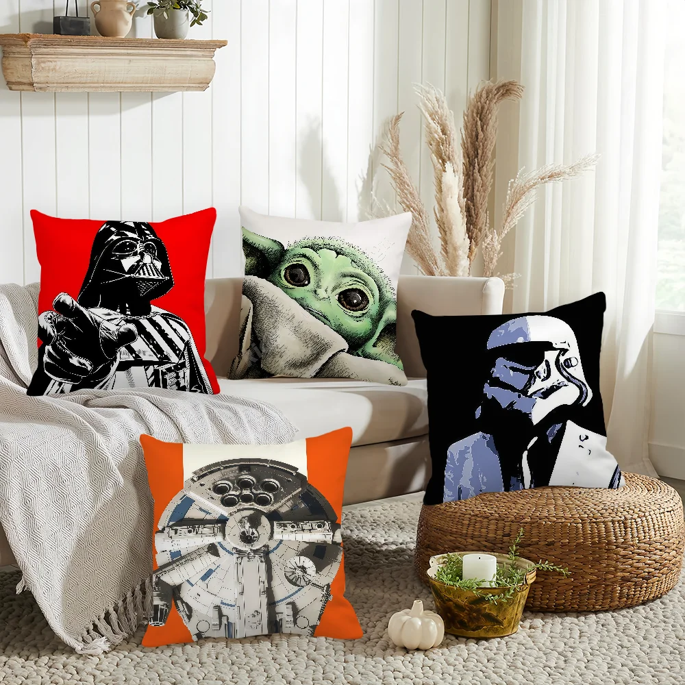Movie S-star W-wars Darth V-Vader Baby Y-Yoda Pillow Case Office Cushions Suitable For Sofa Car Bedroom Decorative Cushion Cover