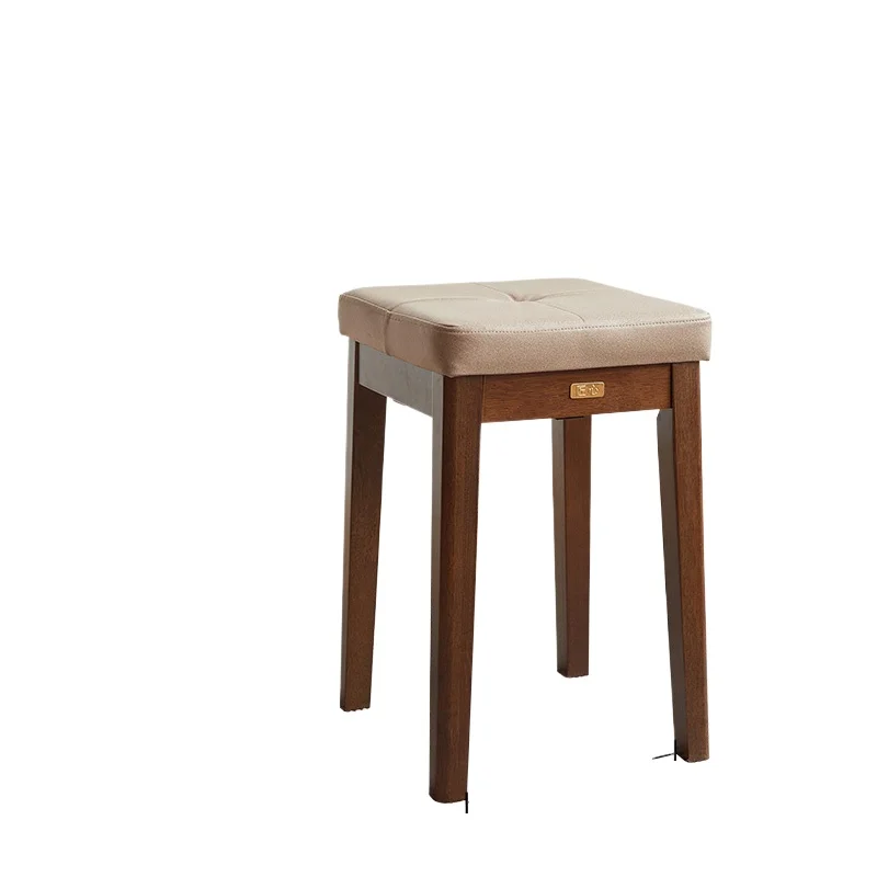 

Solid wood dining stool household stackable living room simple square wood living room dining table stool