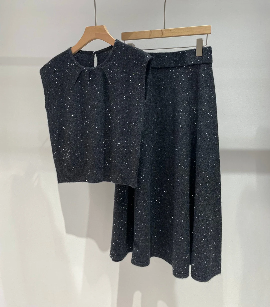 Ensembles élégants de perles d'épingle de paillettes pour femmes, 2023 cachemire, glaworn, style Maillard, vêtements d'automne, 2 pièces, 100%