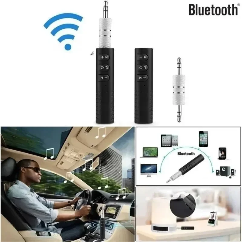 Car Bluetooth 5.0 Receiver 3.5mm 3.5 AUX Jack Stereo Music Audio Car Kit Transmitter Speaker Amplifier Wireless Adapter with Mic