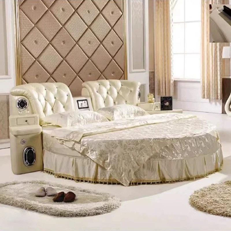 ⁕yHot Selling Wholesale Round king Size Double Bed Sleepwell with Mattress