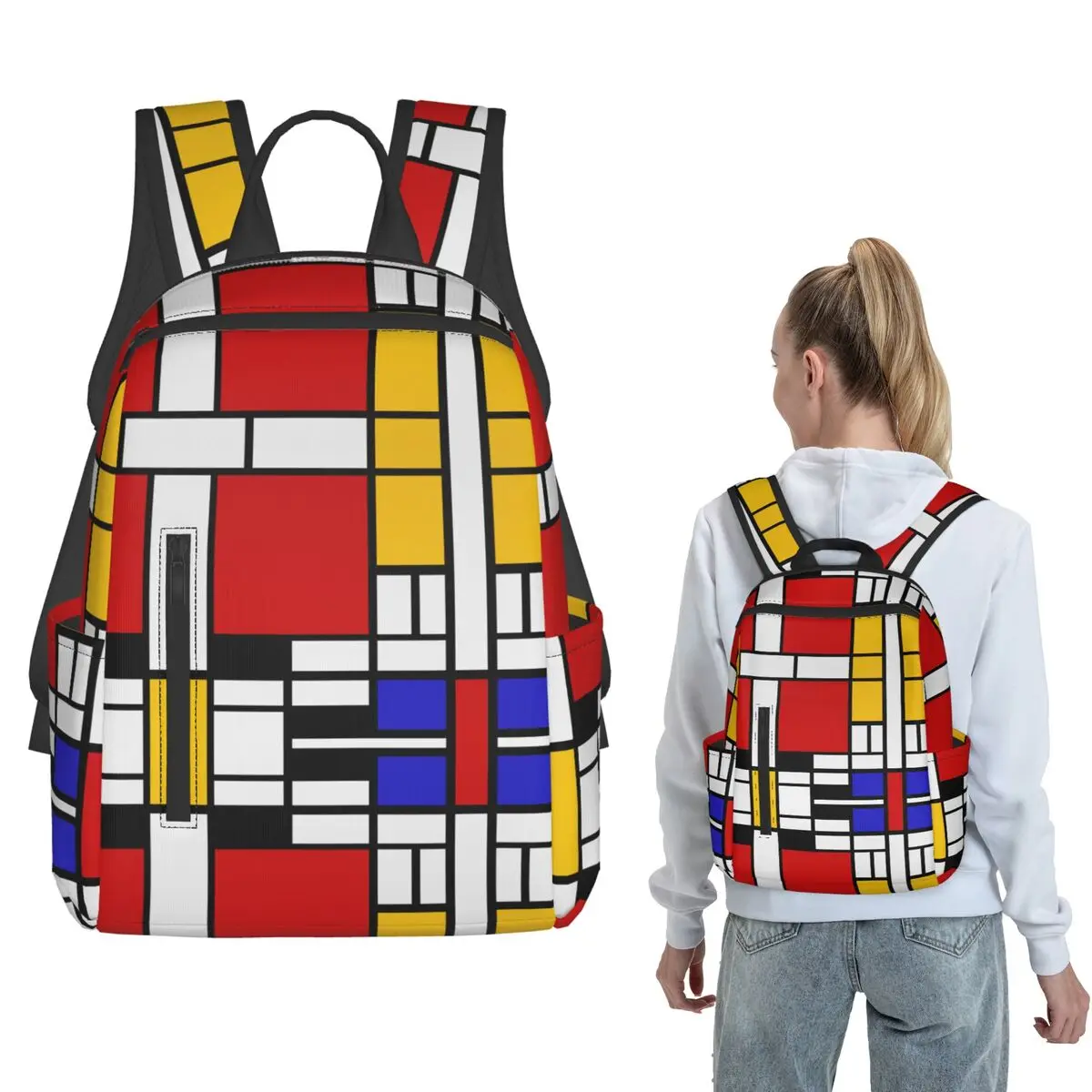 Piet Mondrian De Stijl (11) Backpack Large Capacity Boys Girls BookBag School Bag Shoulder Bags for Men Women