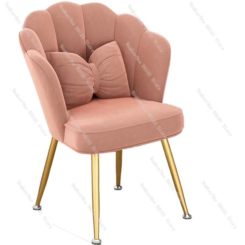 

Nordic Modern Dining Chairs Luxury Backrest Chair Velvet Bedroom Vanity Chair INS Simple Manicure Dressing Table Stool