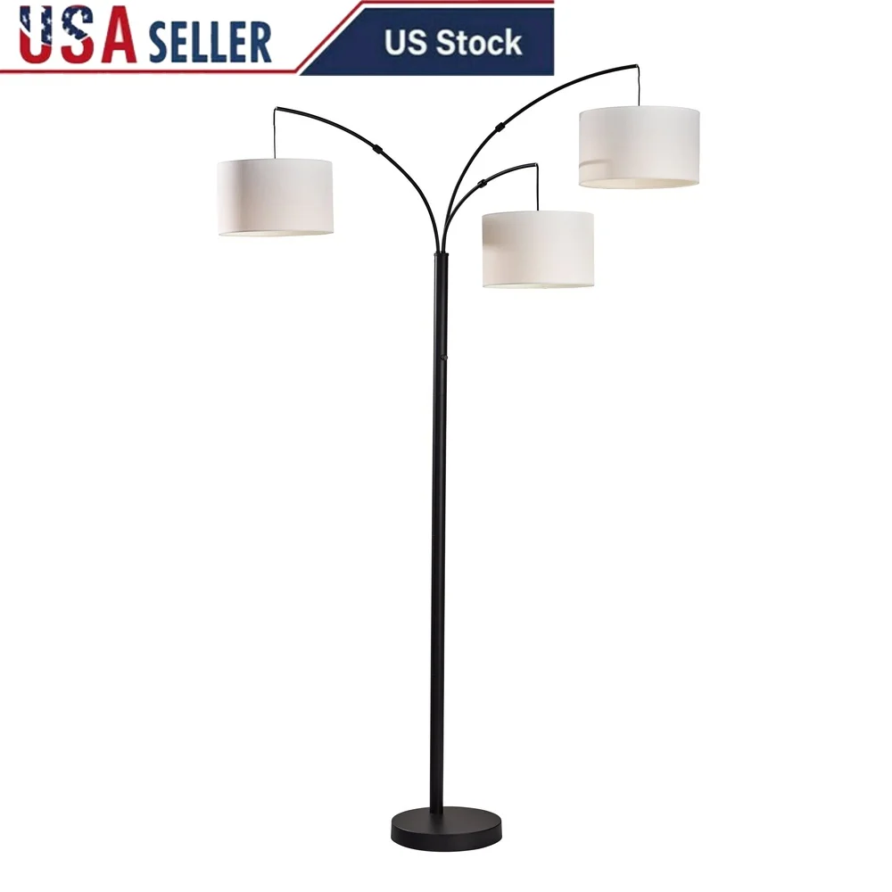 

Современный торшер с тремя головками и дугой, регулируемые абажуры, верхнее освещение с утяжеленным основанием, домашний офис, общежитие, использование