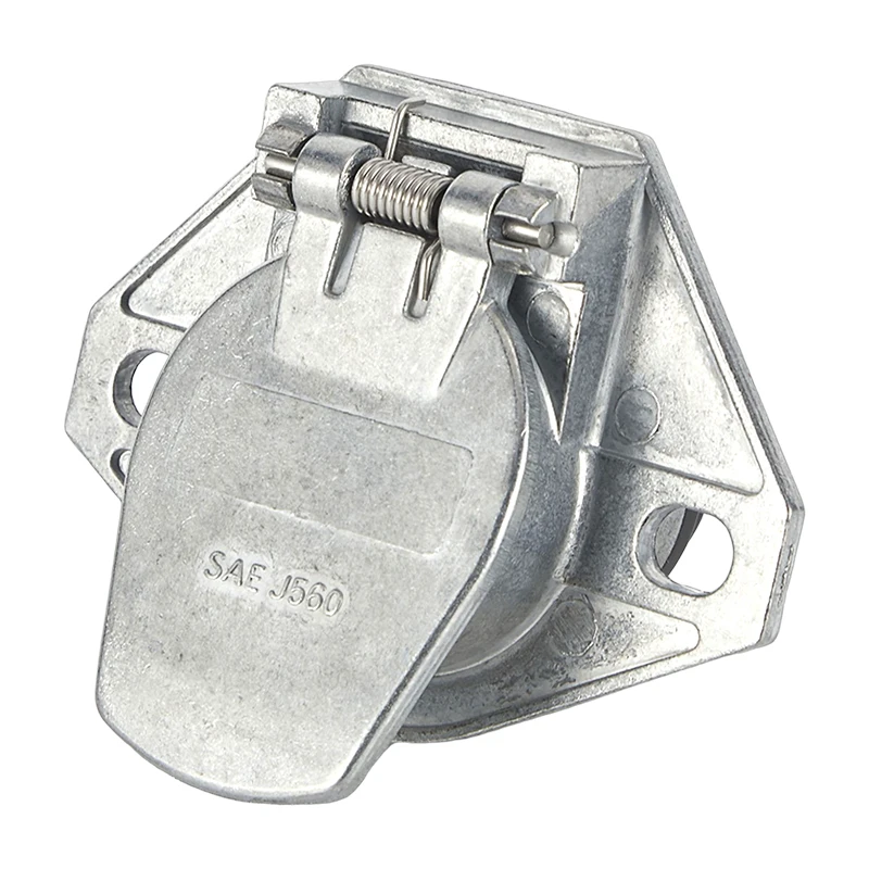 

7 Pin Trailer Connector Socket Trailer Side Round Wiring Harness Heavy Duty Die-Cast Zinc Housing for Semi Truck Tractor Trailer