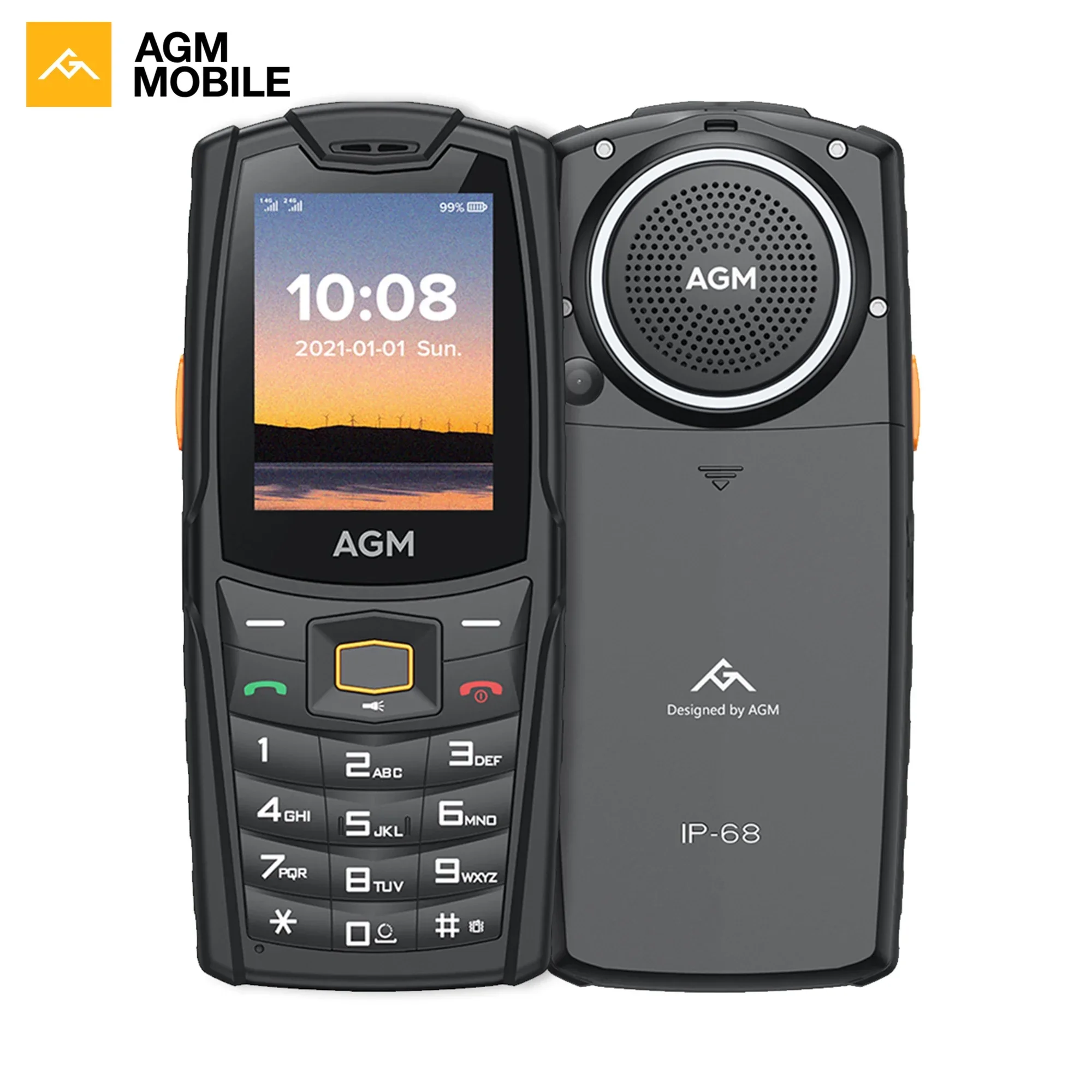 [Ready To Ship] AGM M6 Support LED Torch On Top T107 Mobile Phone Button 4g Keypad Mobile Phone 4g Feature Phone