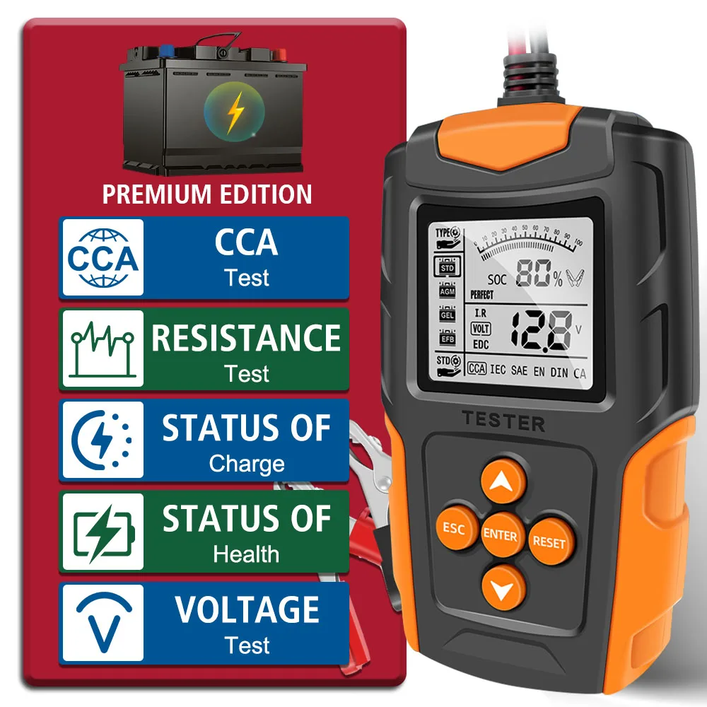 

Auto Diagnostic Tools 12V 24V Battery Analyzer Cranking Charging Tool For Wet/GEL/Lead-acid Battery Car Battery Tester