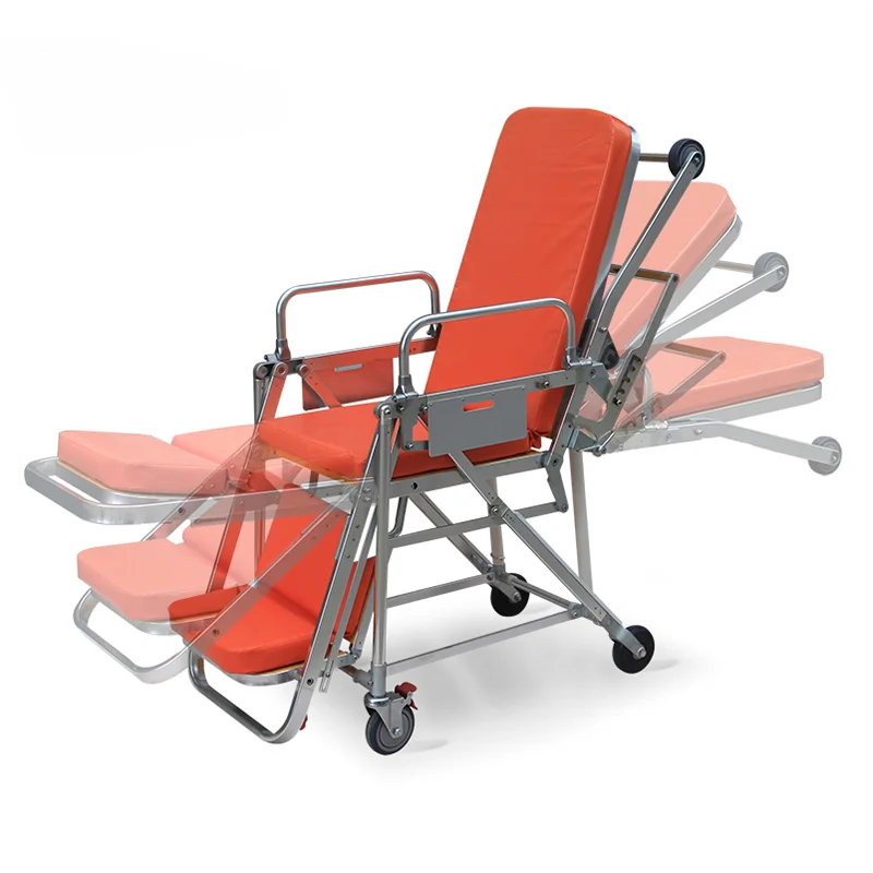 

Stainless Steel Medical Chair Adjustable Manual Hospital Patient Transport Emergency Ambulance Stretcher Trolley