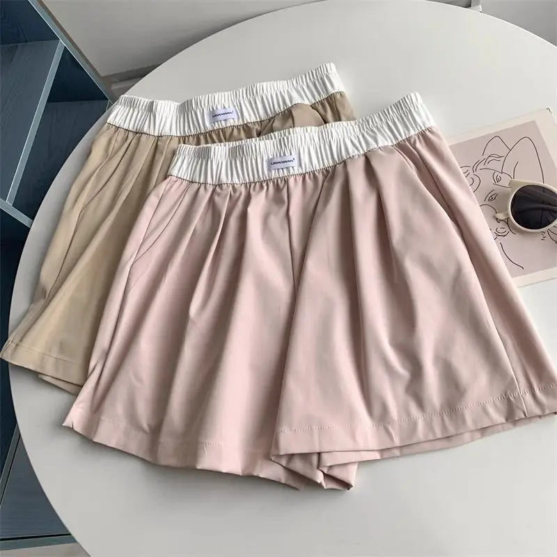 Women Ice Silk Quick Dry Sports Shorts 5 Inch Wide Leg Loose Fit Summer Thin New Slimming Casual Y2K Korean Style Sweatpants