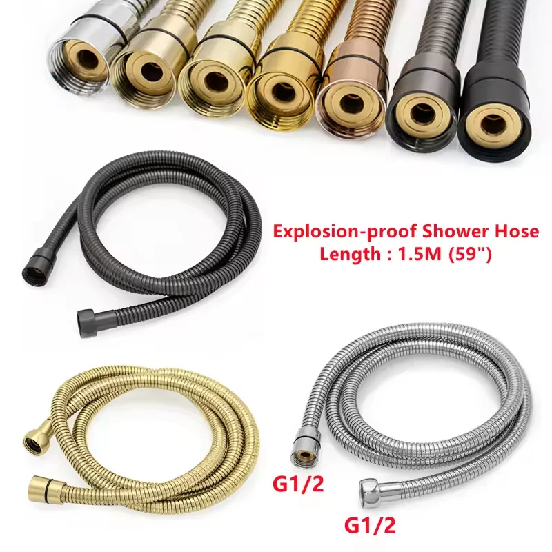 

Handheld Shower Hose G1/2 Universal Stainless Steel Hose 1.5m/ 2m /3m Flexible Explosion-proof Plumbing Hose Bathroom Accessorie