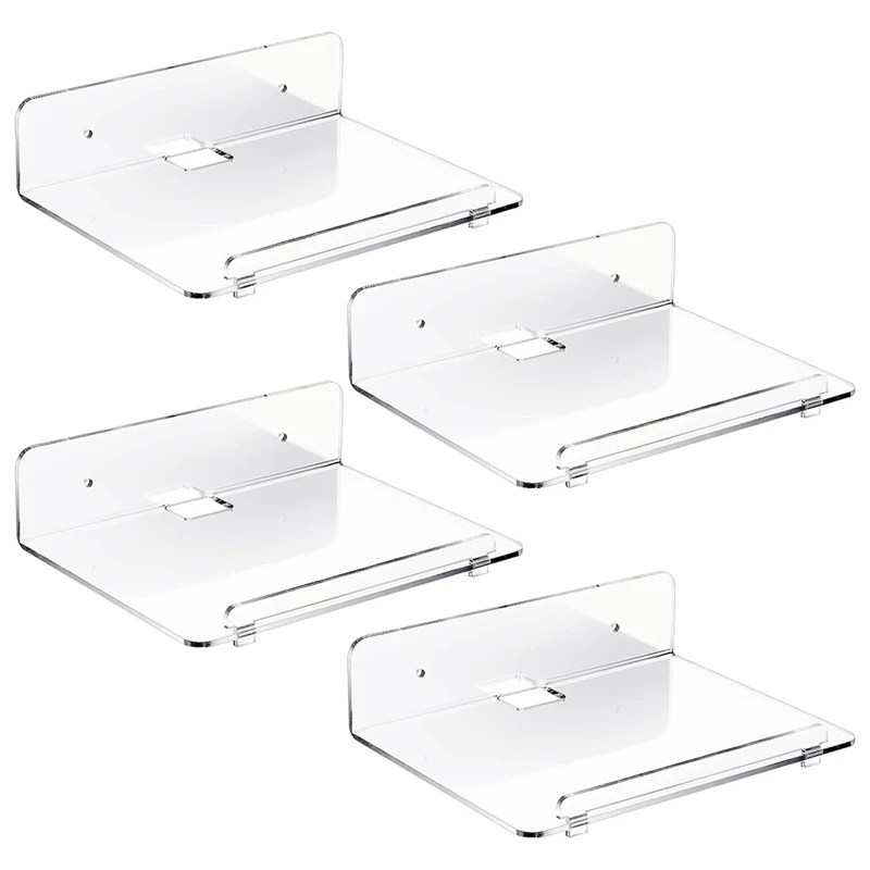 

4 Acrylic Floating Wall Shelves For Kids With Removable Lip And Cable Hole Hang Wall Display