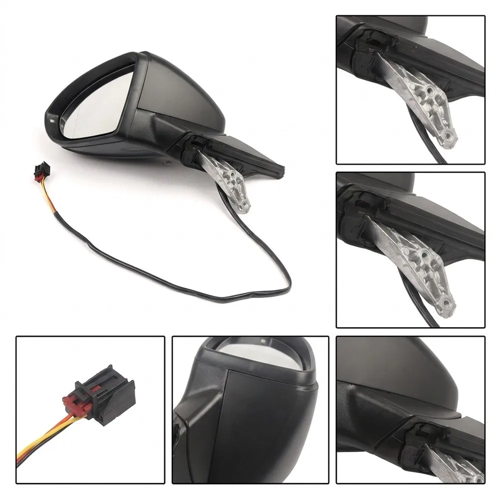 Left Door Mirror for For GOLF 7 2012-2020 LHD 6PIN 5G1857508AF ABS Black 12V Power Adjustable Heated Turn Signal Lamp