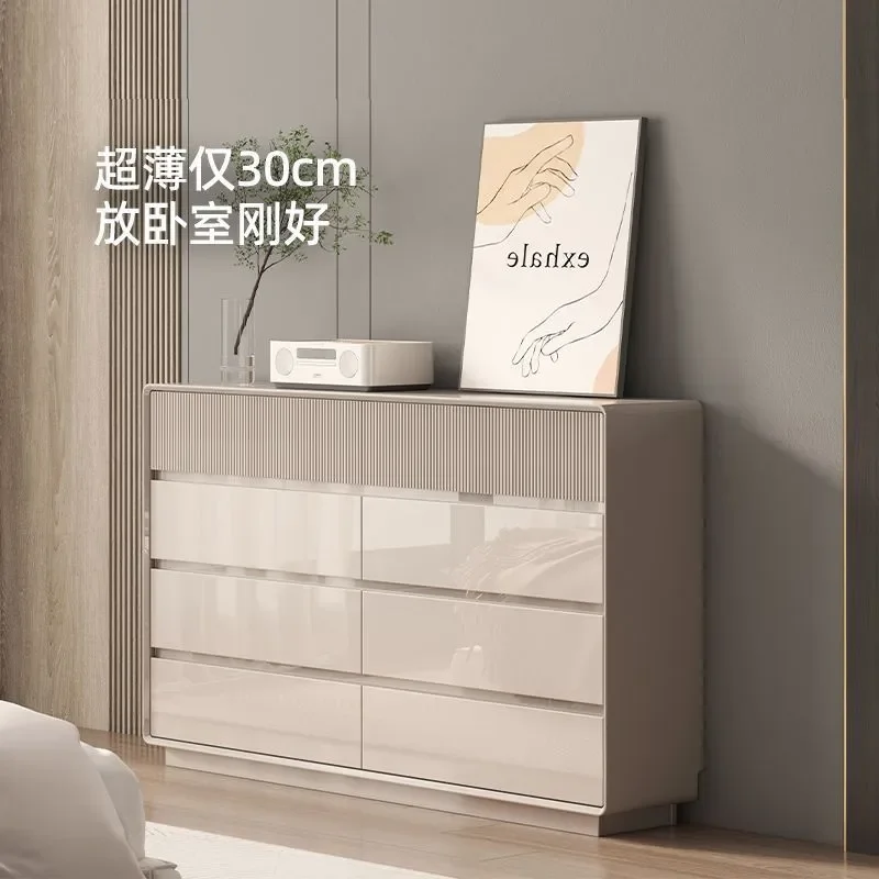 Ultra Thin 30cm Chest of Drawers 8 Drawer Cabinet Light Luxury Storage Locker Modern Simple Narrow Bedside Cabinet for Master
