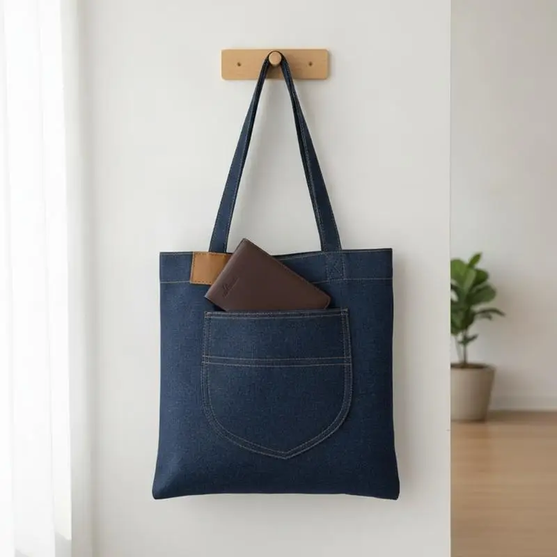 

New Dark Blue Denim Tote Bag High-end Large Capacity Fashionable Shoulder Bag Women's Shopping Bags Commuter Bags Women's Bags